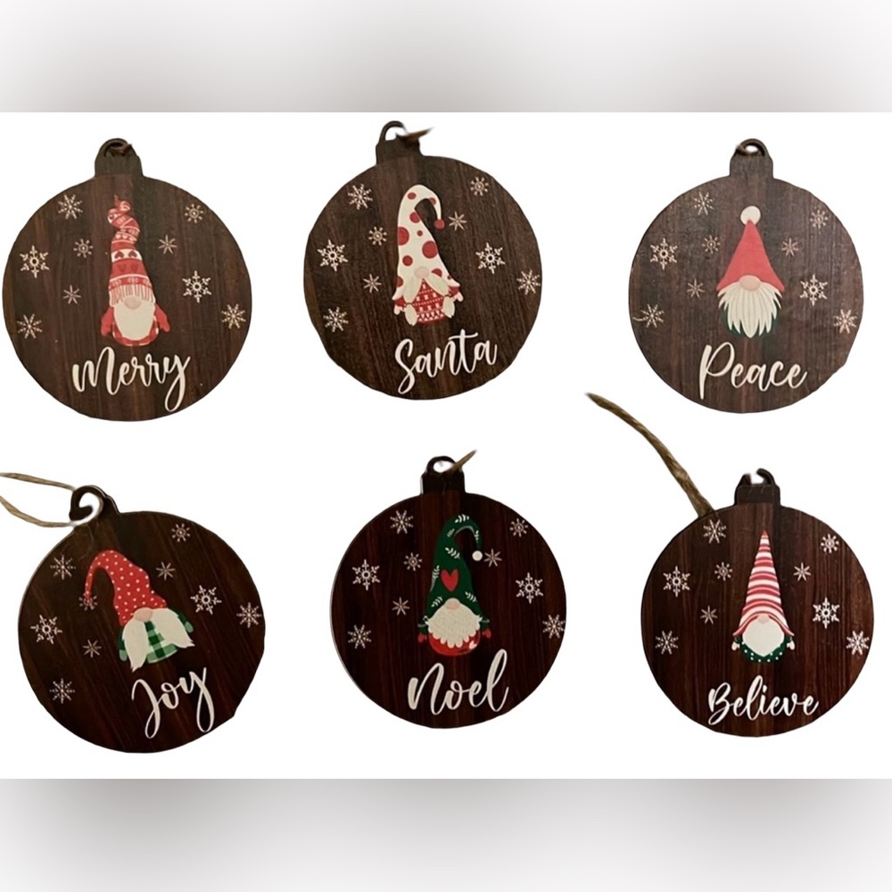 Gnome Christmas ornaments.  6 piece set - coffee